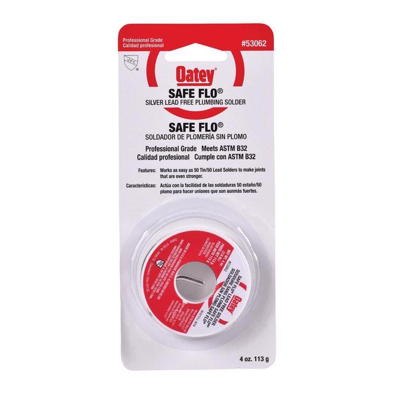 Oatey 53062 Safe-Flo 4 oz Lead-Free Plumbing Wire Solder Silver Bearing 50/50 1 pc