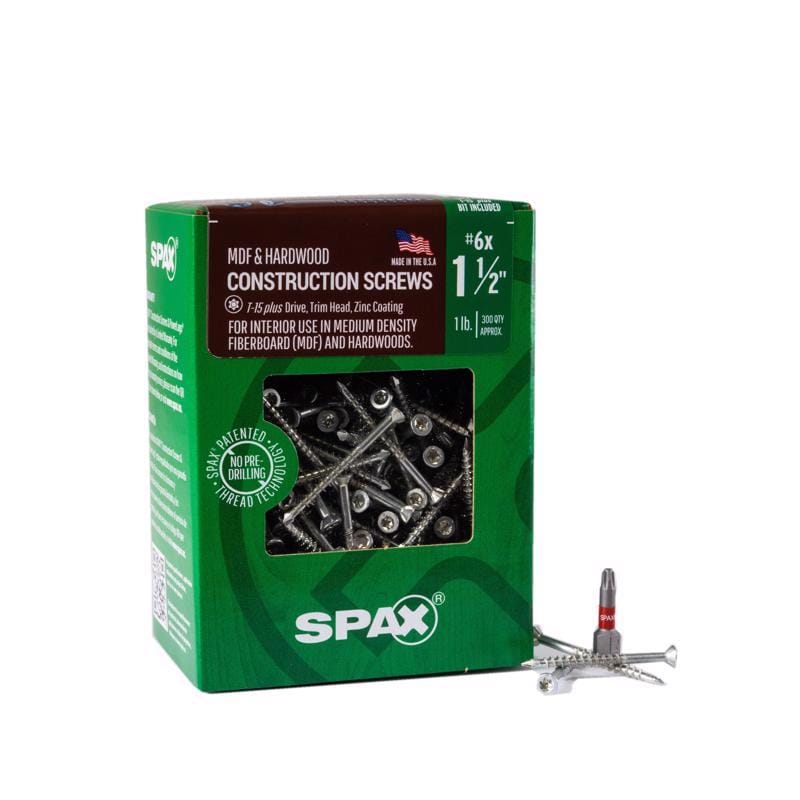 Spax 4351010350404 MDF No. 6 in. X 1-1/2 in. L Star Trim Head Serrated Construction Screws