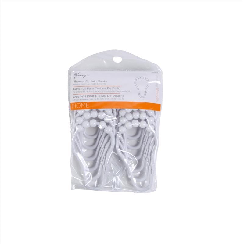 Kenney KN67140V1 White Plastic Shower Curtain Rings 12 pk
