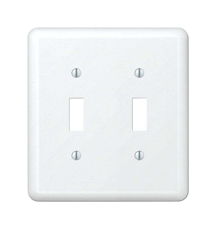 Amerelle 935TTW Devon White 2 gang Stamped Steel Toggle Wall Plate 1 pk