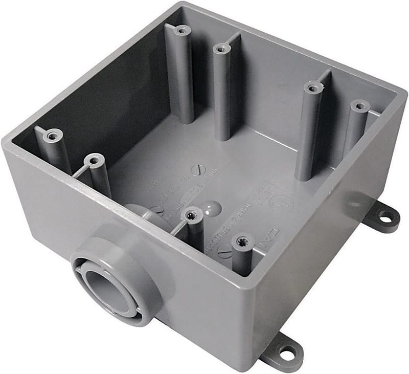 Cantex 5133380U New and Old Work 32 cu in Square PVC 2 gang Outlet Box Gray
