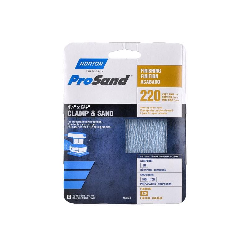 Norton 7660768538 ProSand 5-1/2 in. L X 4-1/2 in. W 220 Grit Aluminum Oxide Sanding Sheet 6 pk