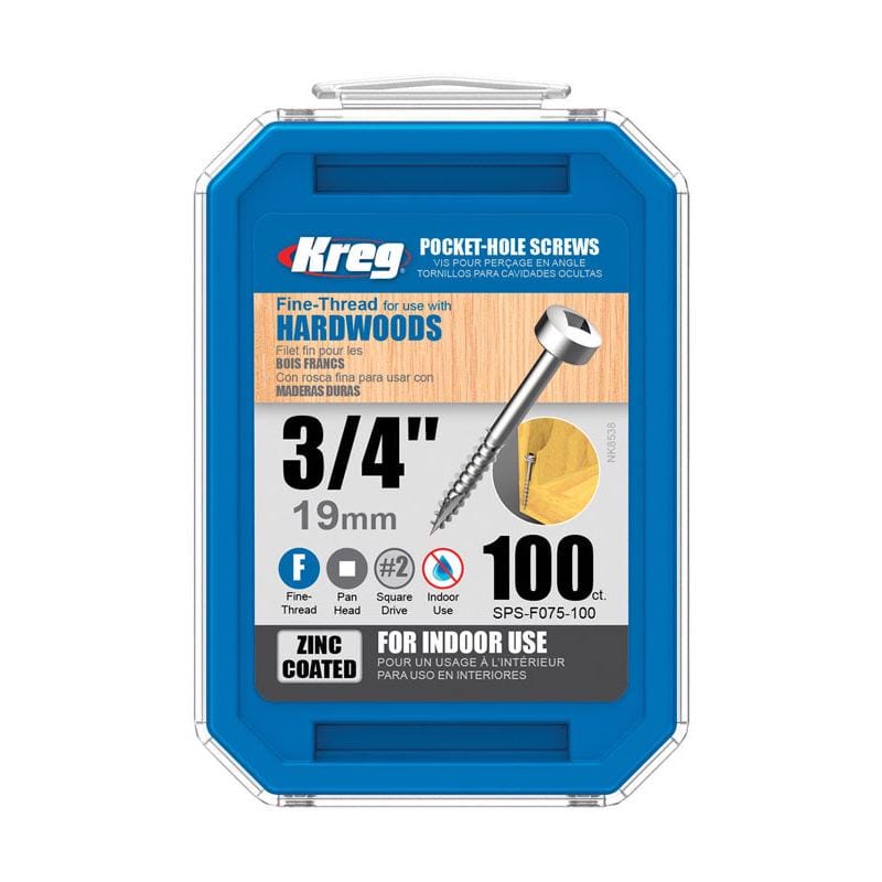 Kreg SPS-F075-100 No. 6 X 3/4 in. L Square Zinc-Plated Fine Pocket-Hole Screw 100 pk