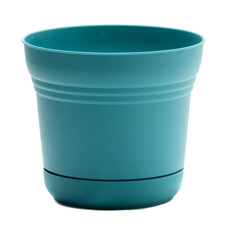 Bloem SP1026 Saturn 8.5 in. H X 9.75 in. W Plastic Traditional Planter Bermuda Teal