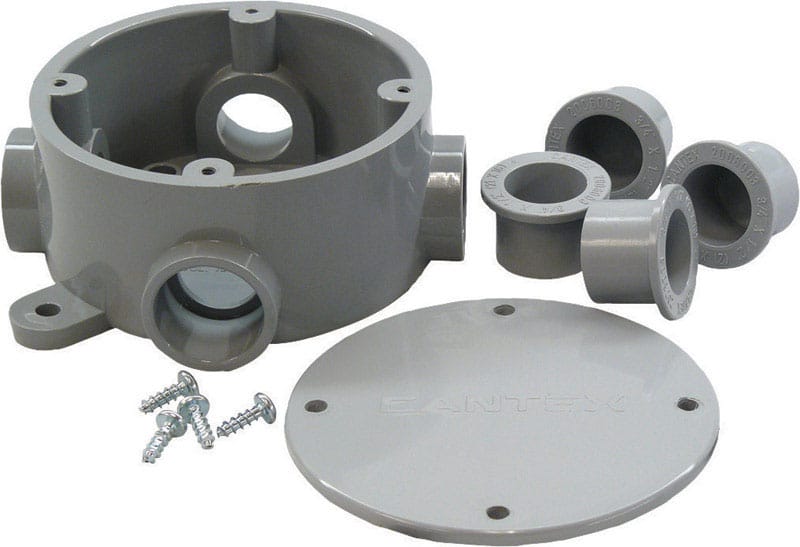 Cantex 5133690U New and Old Work 15-3/16 cu in Round PVC 1 gang Junction Box Gray