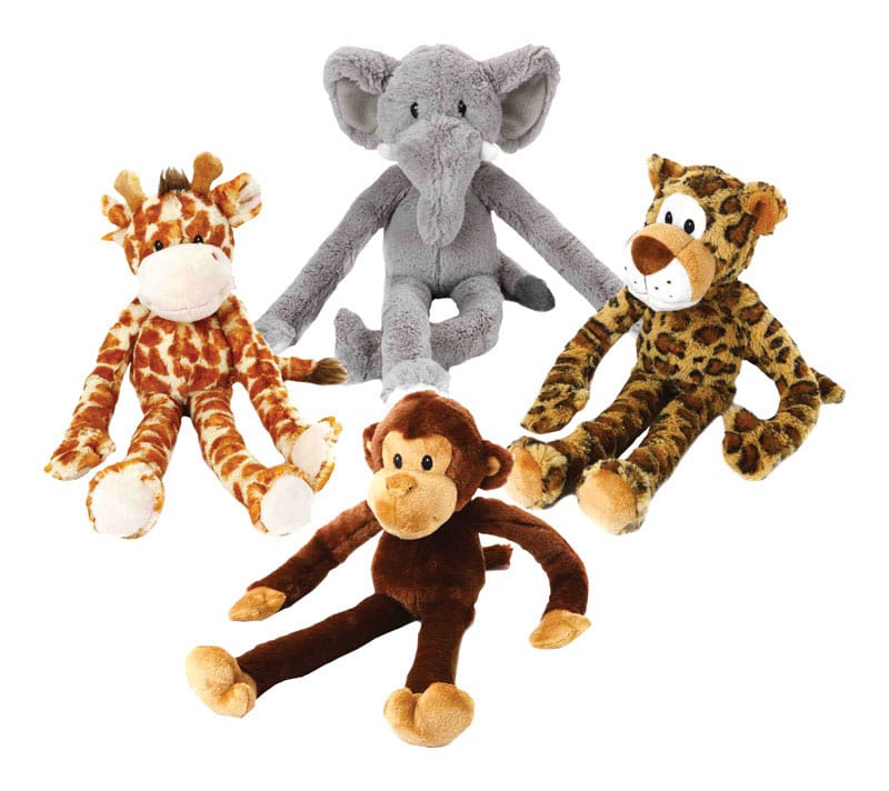 Multipet 22370-12 For Dog Assorted Plush Swingin Safari Dog Toy Extra Large 1 pk