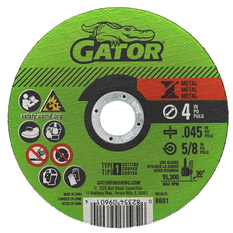 Gator 9601 4 in. D X 5/8 in. X .045 in. thick Aluminum Oxide Type 1 Cut-Off Wheel 1 pc