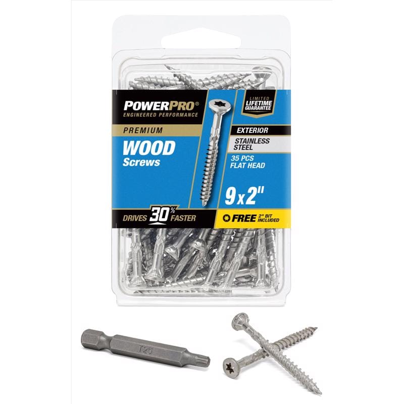 Hillman 42497V4 Power Pro No. 9 in. X 2 in. L Stainless Steel Star Flat Head Exterior Deck Screws 35 pk