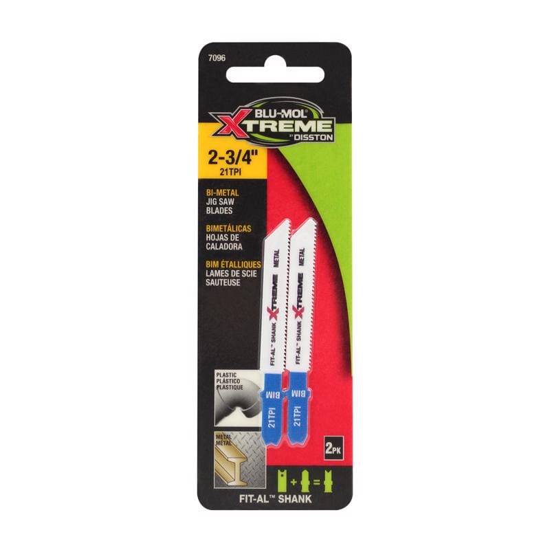 Blu-Mol Xtreme E0217096 2-3/4 in. Bi-Metal Universal Jig Saw Blade 21 TPI 2 pk
