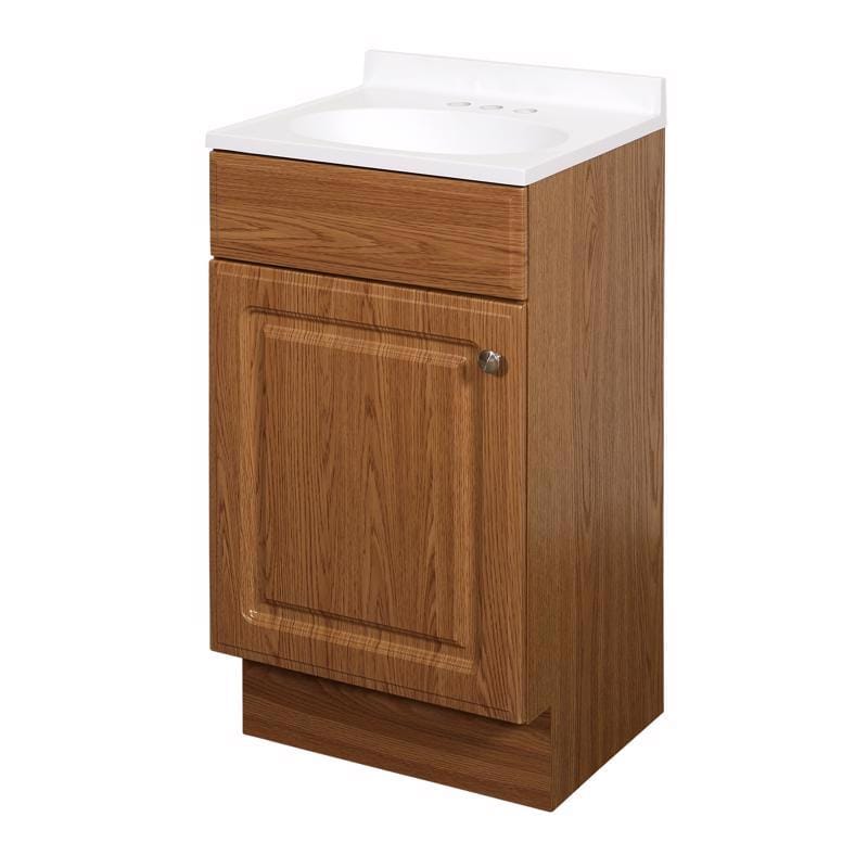 Zenna Home RBC18KK Single Oak Brown/White Bathroom Vanity 18 in. W X 16 in. D X 35 in. H