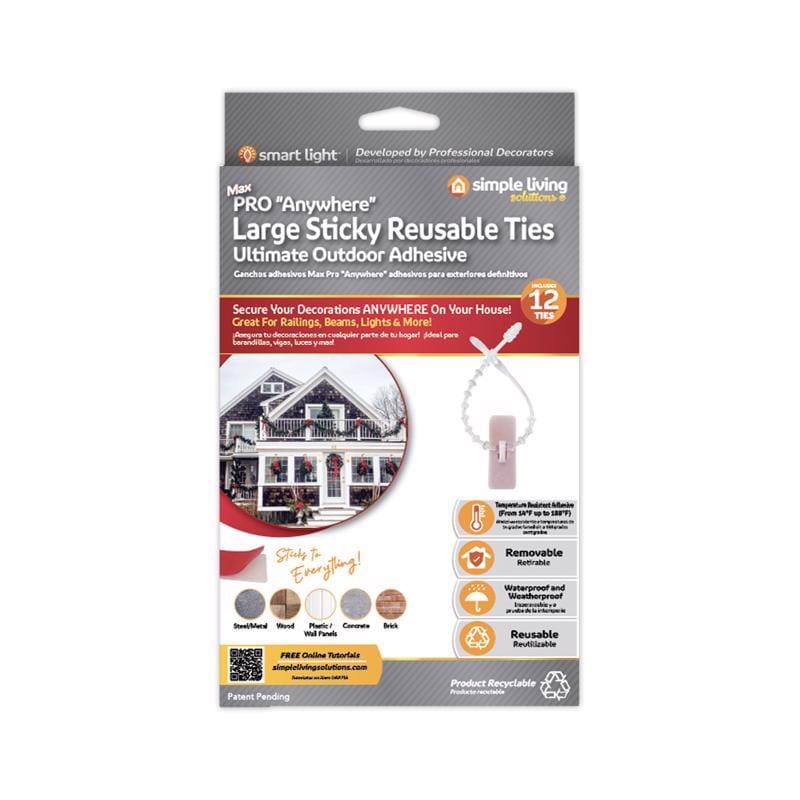 Simple Living Solutions 737012 Max Pro Large Sticky Reusable Ties 12 pk