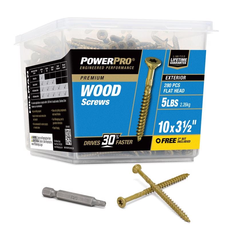 Hillman 48614V4 Power Pro No. 10 in. X 3-1/2 in. L Bronze Star Flat Head Premium Deck Screws 5 lb 280 pk
