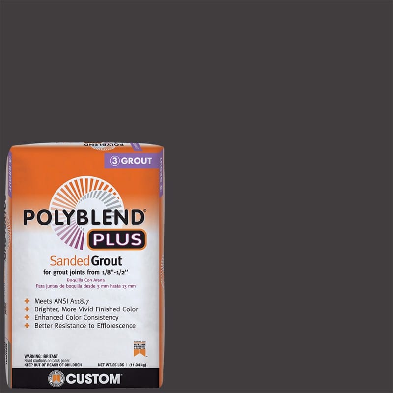 Custom Building Products PBPG6025 Polyblend Plus Indoor and Outdoor Charcoal Sanded Grout 25 lb
