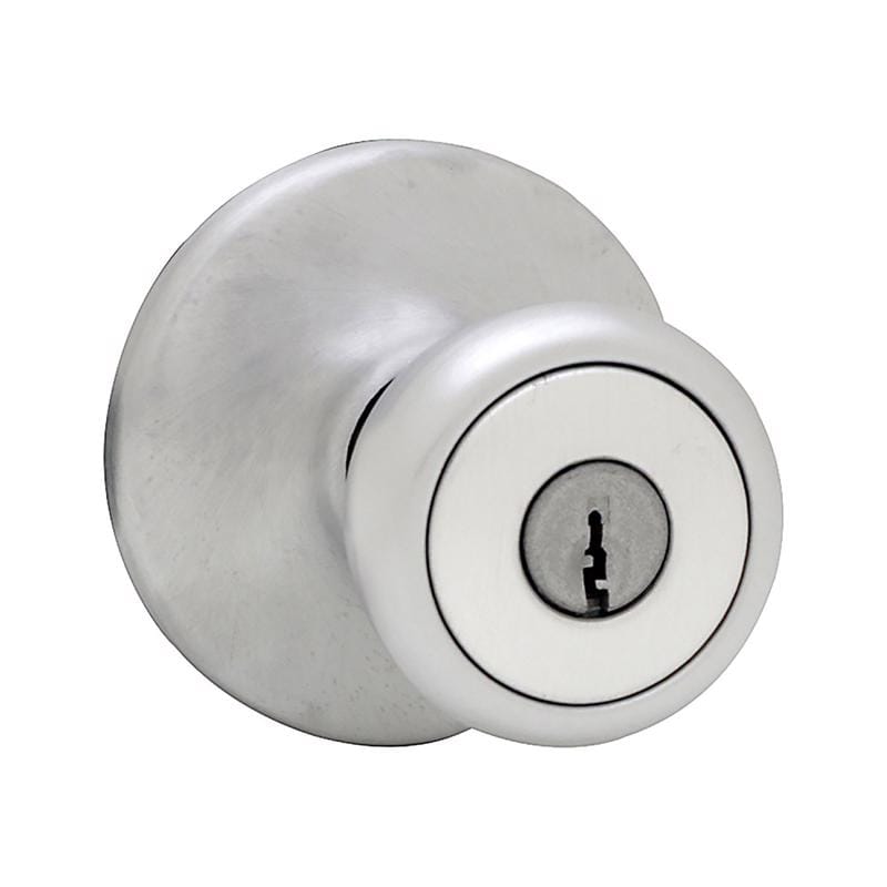 Kwikset 94002-824 Curve Satin Chrome Entry Door Knob 1-3/4 in.