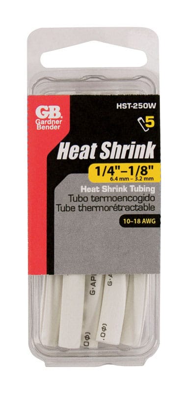 Gardner Bender HST-250W 1/4 in. D Heat Shrink Tubing White 5 pk