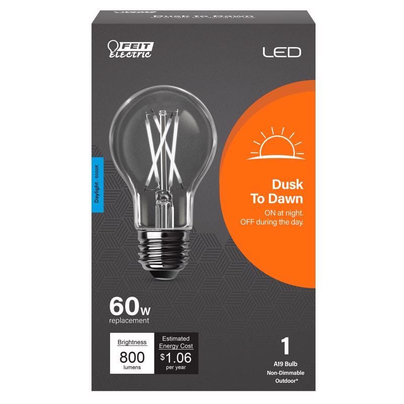 Feit A800CL950CADLED A19 E26 (Medium) LED Dusk to Dawn Bulb Daylight 60 Watt Equivalence 1 pk