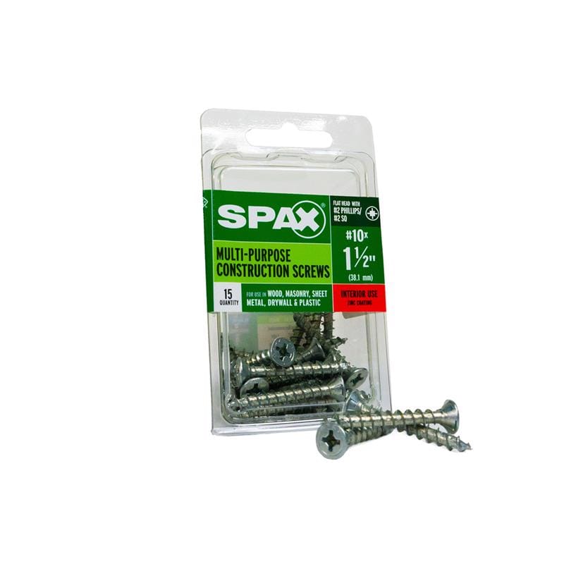 Spax 4101010500402 Multi-Material No. 10 Label X 1-1/2 in. L Unidrive Flat Head Serrated Construction Screws