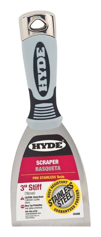 Hyde 06408 Pro Stainless 3 in. W Stainless Steel Stiff Scraper