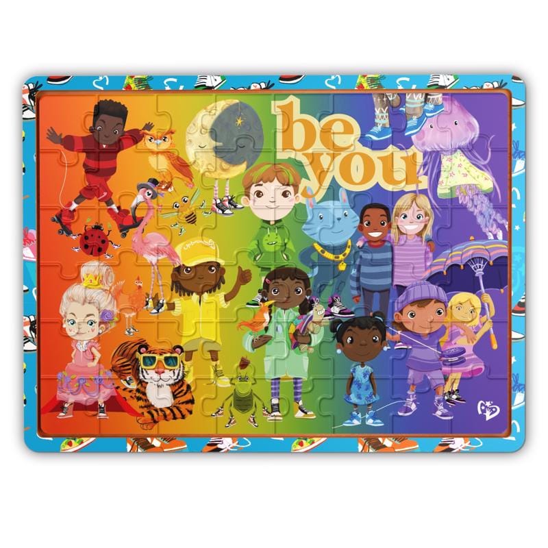 Upbounders RNKICK-WTPZL48 Rainbow Kicks Wooden Puzzle with Storage Tray 48 pc
