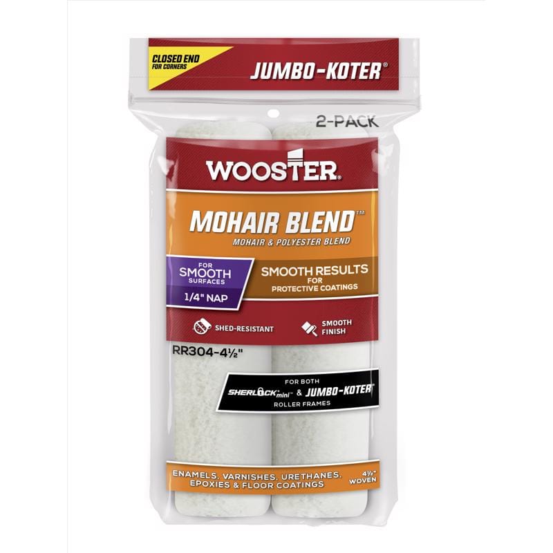 Wooster RR304-4-1/2 Jumbo-Koter Mohair Blend 4 1/2 in. W X 1/4 in. Mini Paint Roller Cover 2 pk