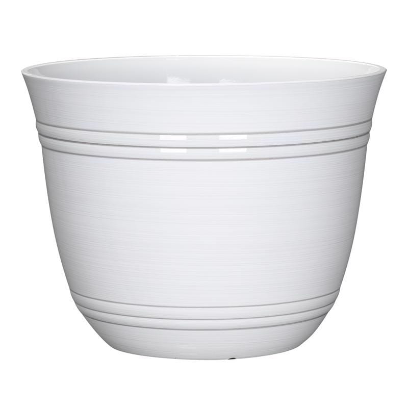 L&G PVH0115BWI 11 in. H X 14.5 in. W X 14.5 in. D X 14.5 in. D Polyresin Galileo Planter White
