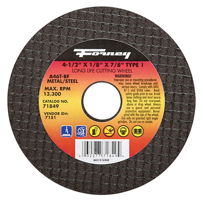 Forney 71849 4-1/2 in. D X 7/8 in. X 1/8 in. thick Aluminum Oxide Metal Cut-Off Wheel 1 pc