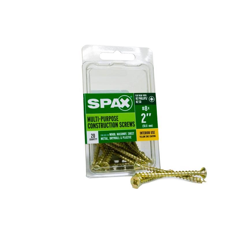 Spax 4101020400502 Multi-Material No. 8 Label X 2 in. L Unidrive Flat Head Serrated Construction Screws