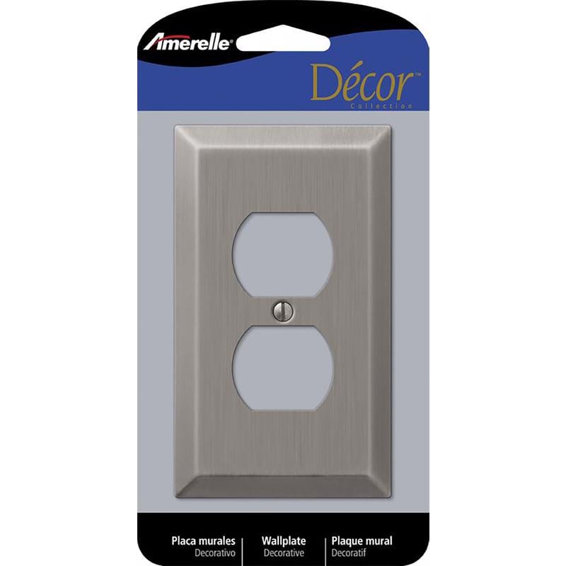 Amerelle 163DAN Century Antique Nickel 1 gang Stamped Steel Duplex Wall Plate 1 pk