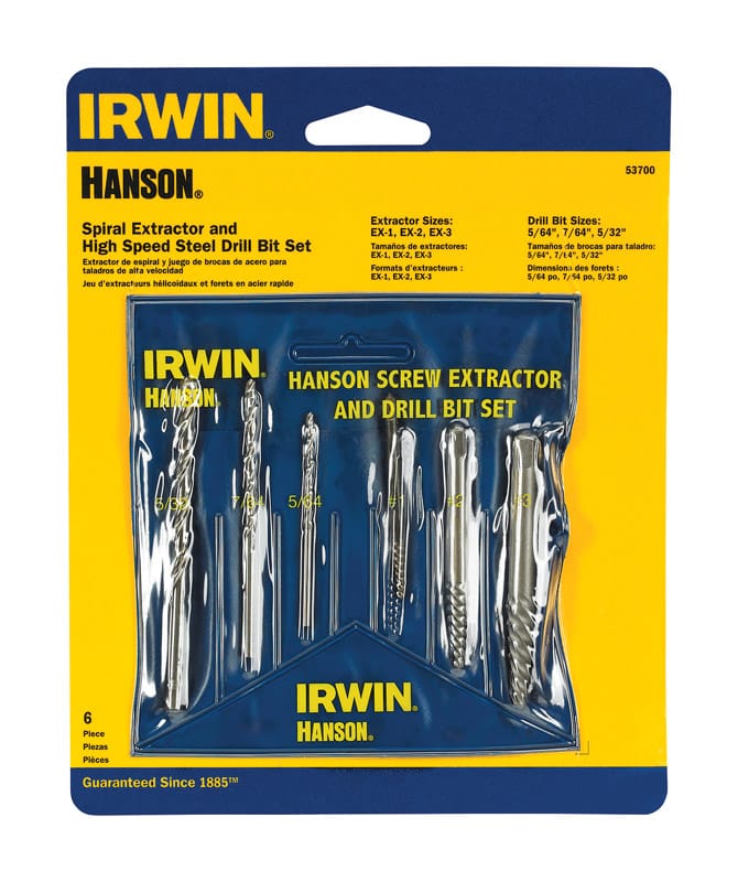 Irwin 53700 Hanson 13/32 in. High Speed Steel Bolt Extractor Set 7 in. 6 pc