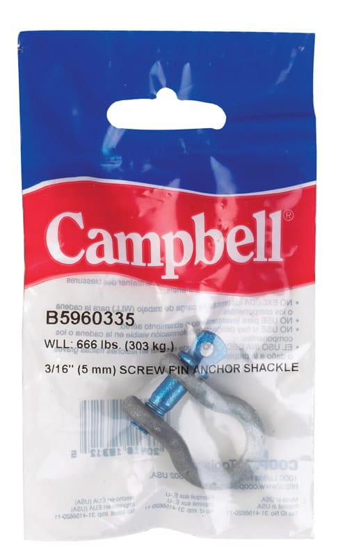 Campbell T9640335 Galvanized Forged Carbon Steel Anchor Shackle 666 lb