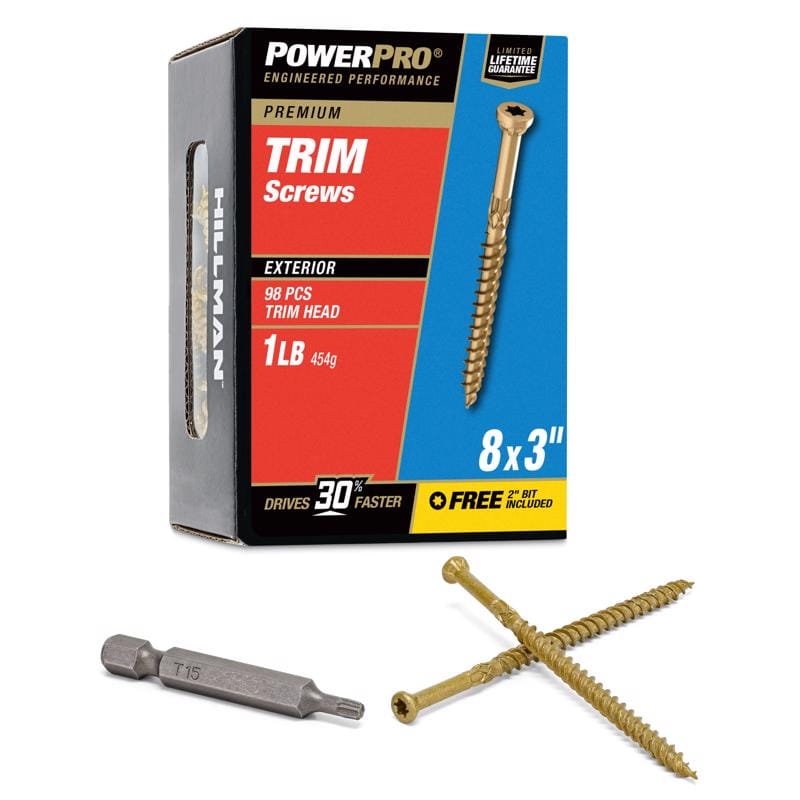 Hillman 48633V4 Power Pro No. 8 X 3 in. L Star Coarse Trim Screws 98 pk