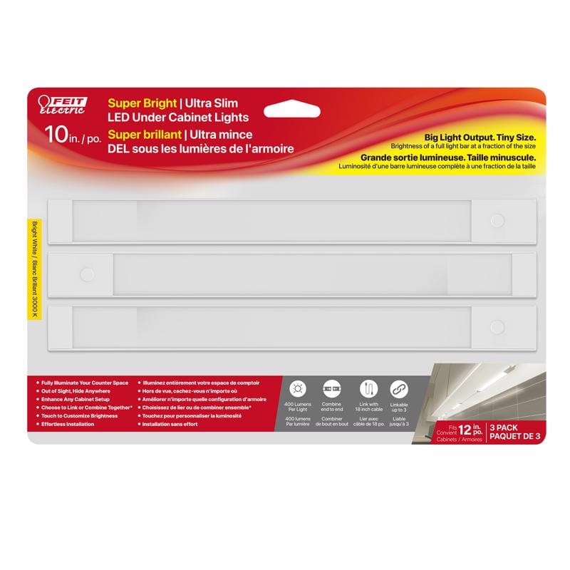 Feit BPLVUCL10/3/830 10 in. L White Plug-In LED Under Cabinet Light w/Grow Mode 400 lm