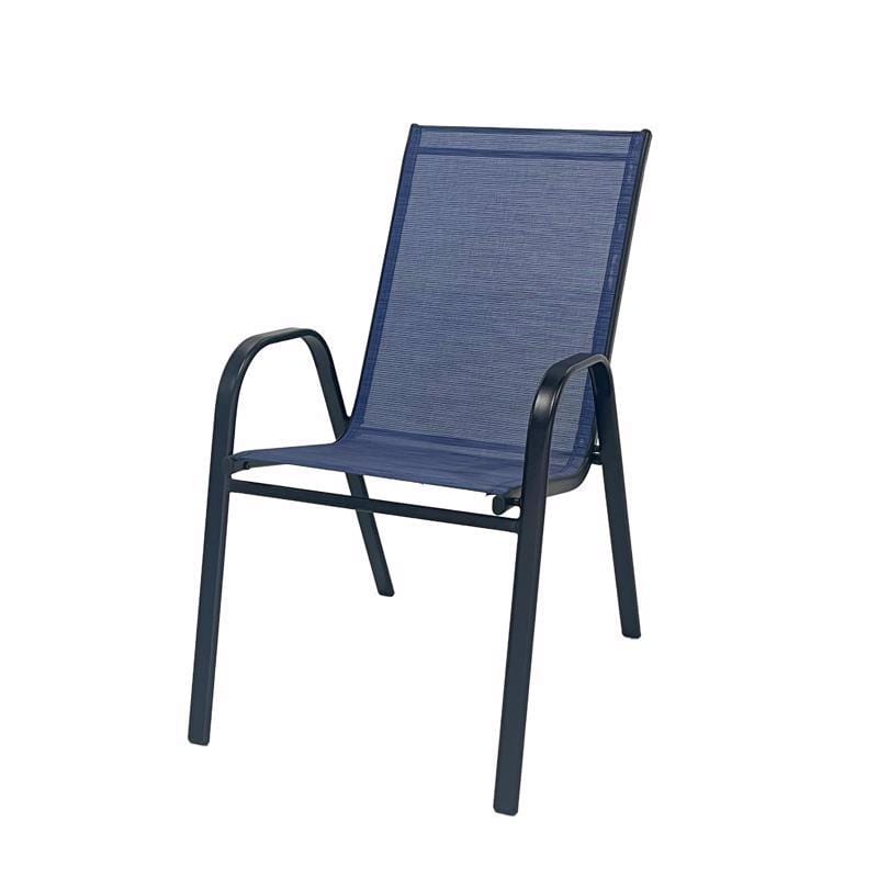 Living Accents HKTS666T-BL Blue Sling Black Steel Frame Stackable Dining Chair