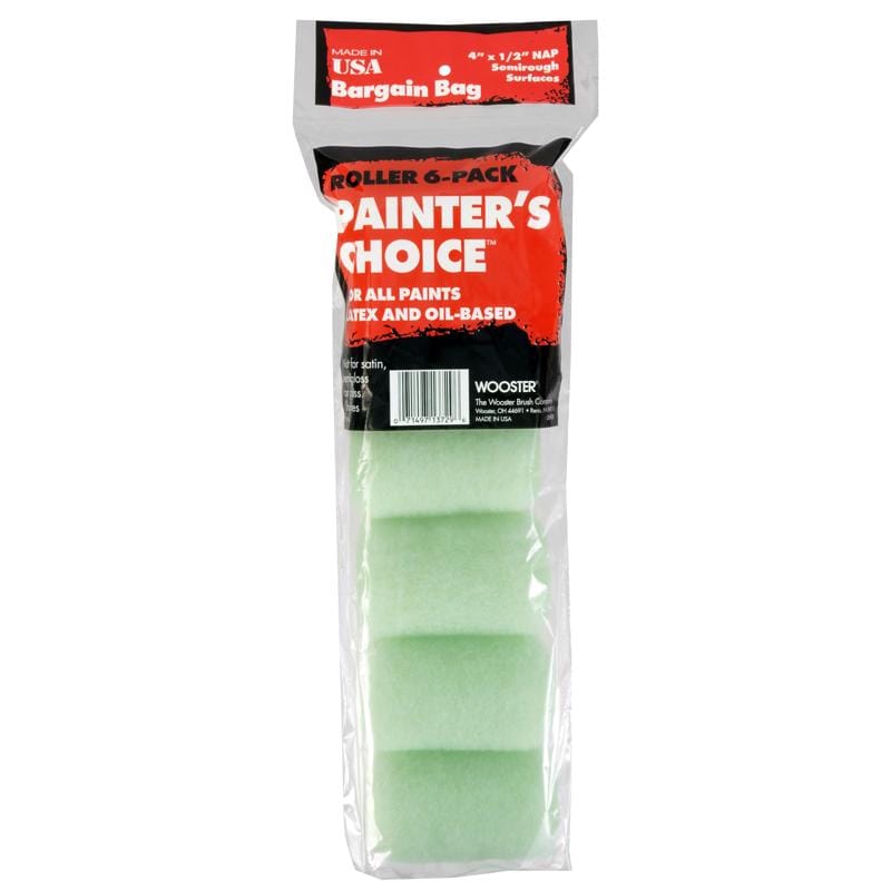 Wooster R271-4 Painter's Choice Fabric 4 in. W X 1/2 in. Trim Paint Roller Cover 6 pk