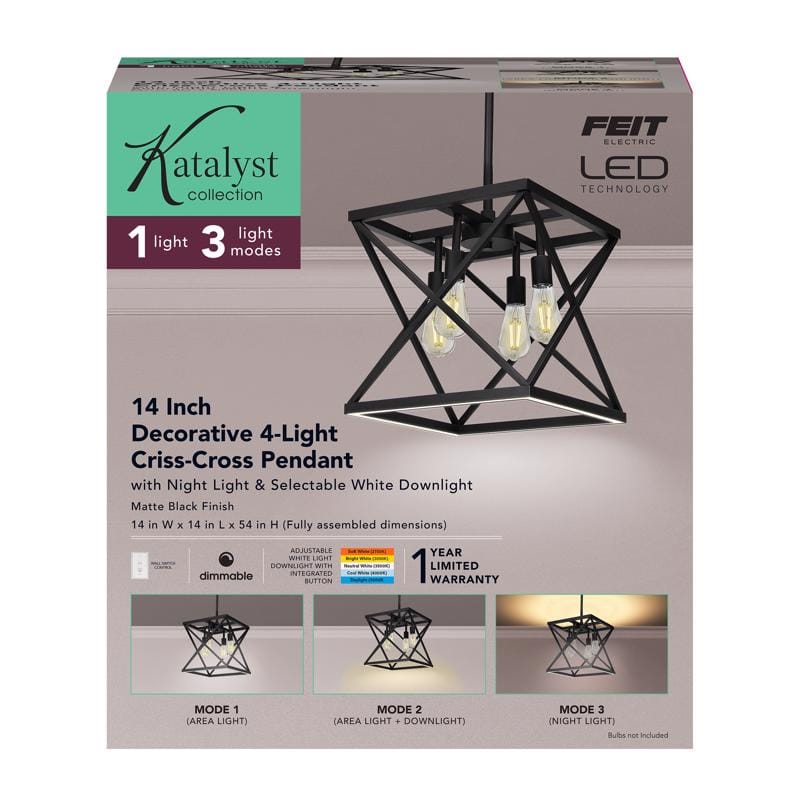 Feit PND1445CCTNLBK Matte Black 4 lights Pendant Light