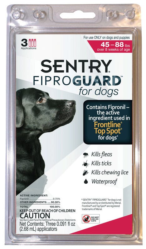 Sentry 03436 Fiproguard Liquid Dog Flea and Tick Drops 9.70%Fipronil and 90.30%Other Ingredients 0.091 oz