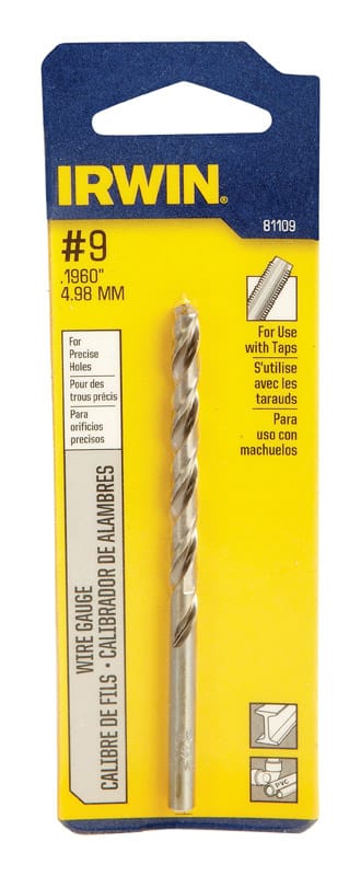 Irwin 81109 #9 X 3-5/8 in. L High Speed Steel Wire Gauge Bit Straight Shank 1 pc