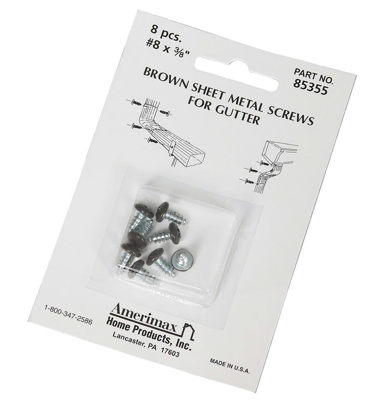 Amerimax 85355 8 Sizes X 3/8 in. L Phillips/Slotted Round Head Sheet Metal Screws 8 pk