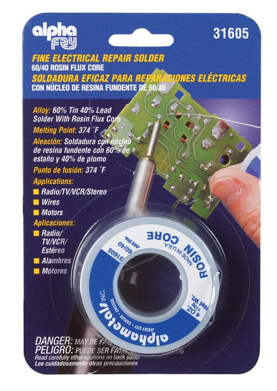 Alpha Fry 31605 4 oz Rosin Core Solder Wire 0.03 in. D Tin/Lead 60/40 1 pc