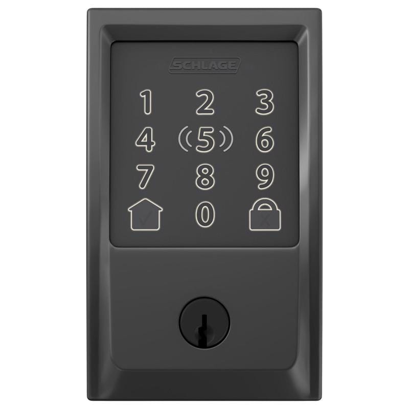Schlage BE499WBVCEN622 Encode Plus Matte Black Metal Wi-Fi Deadbolt with Century Trim