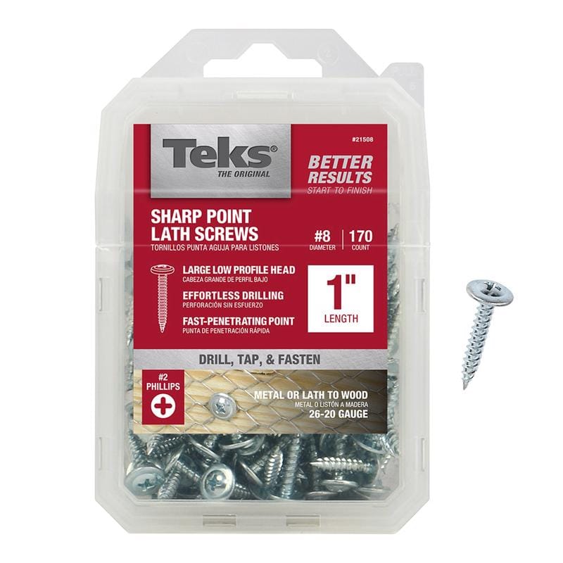 Teks 21508 No. 8 in. X 1 in. L Hex Drive Truss Head Self Tapping Lath Screws