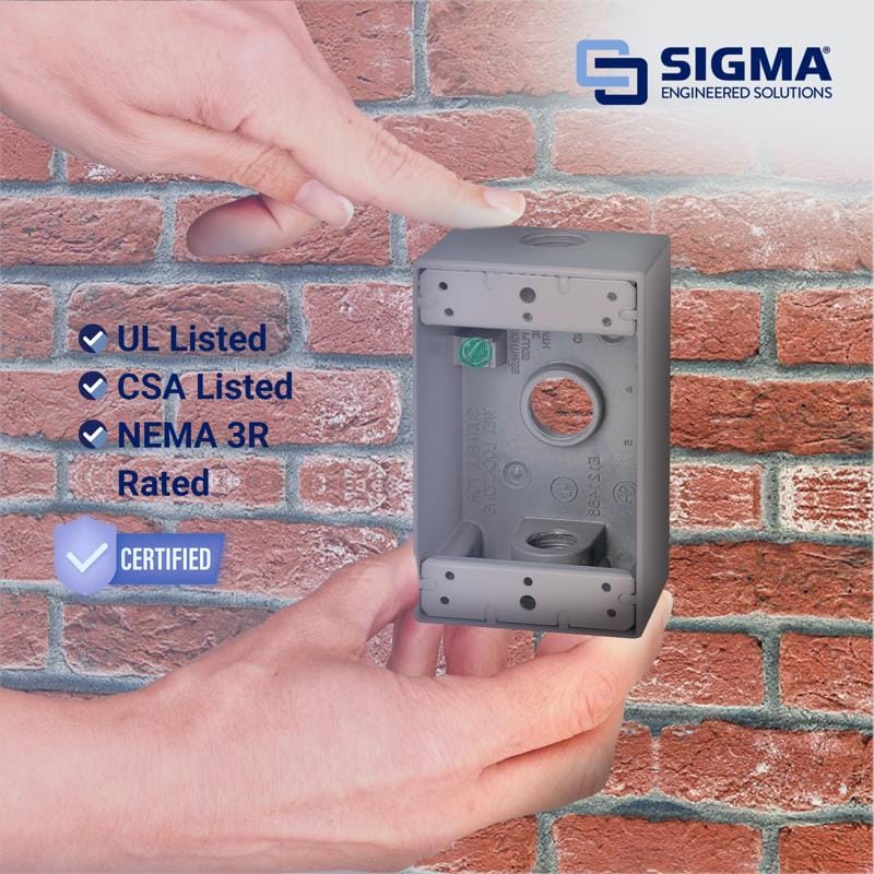 Sigma Engineered Solutions 14250 New Work 18.3 cu in Rectangle Die-Cast Metal Weatherproof Box Gray