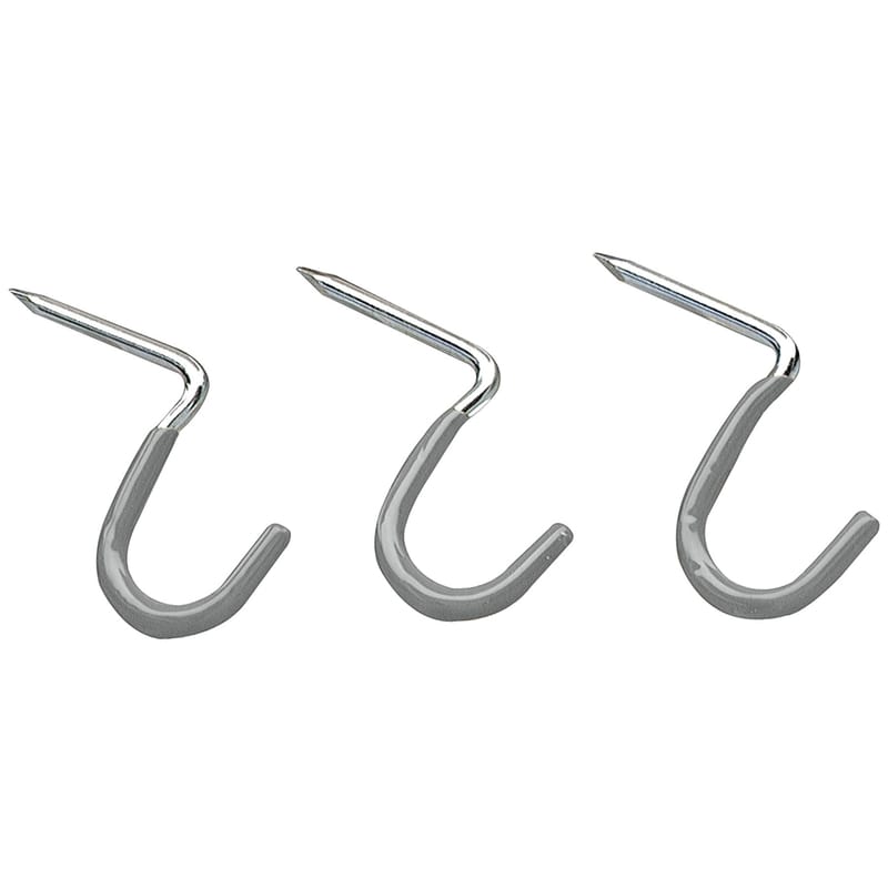 Crawford HS16 2.66 in. L Vinyl Coated Gray Steel Medium Duty Storage Hook 20 lb. cap. 3 pk