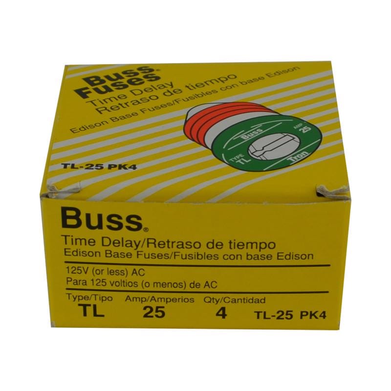 Bussmann TL-25PK4 25 amps Time Delay Plug Fuse 4 pk