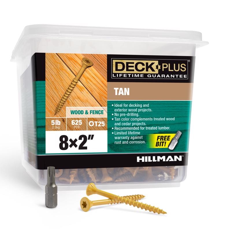 Hillman 48414 Deck Plus No. 8 in. X 2 in. L Tan Star Flat Head Exterior Deck Screws 5 lb 625 pk