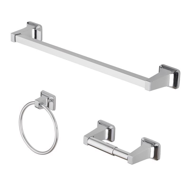 Oakbrook Collection BH-OB3000CH Chrome Silver Zinc Towel Bar Set