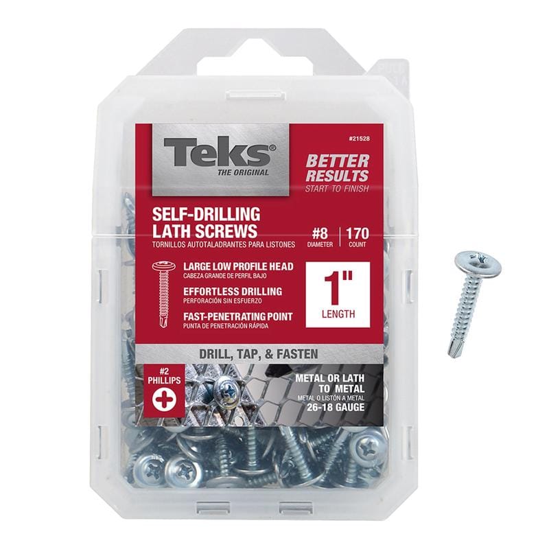 Teks 21528 No. 8 in. X 1 in. L Hex Drive Truss Head Self Tapping Lath Screws