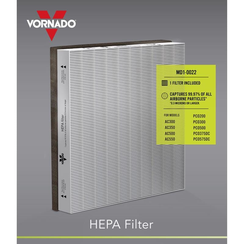 Vornado MD1-0022 AC350/AC550, PCO375DC/PCO575DC 12 in. H X 10 in. W Rectangular HEPA Air Purifier Filter 1 pk