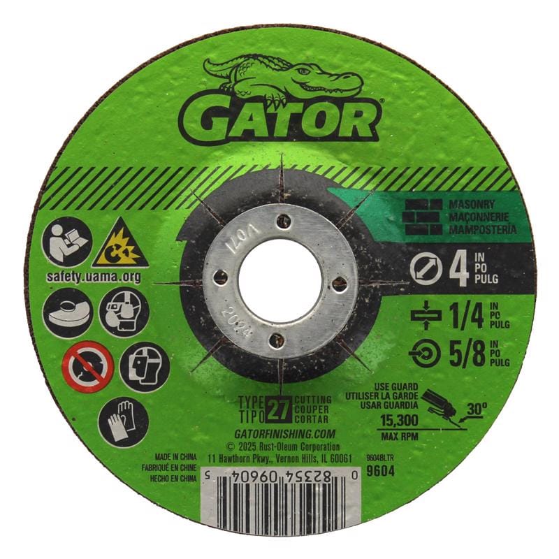 Gator 9604 4 in. D X 5/8 in. X 1/4 in. thick Masonry Grinding Wheel 1 pc