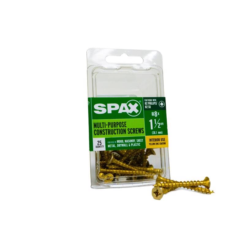 Spax 4101020400402 Multi-Material No. 8 Label X 1-1/2 in. L Unidrive Flat Head Serrated Construction Screws